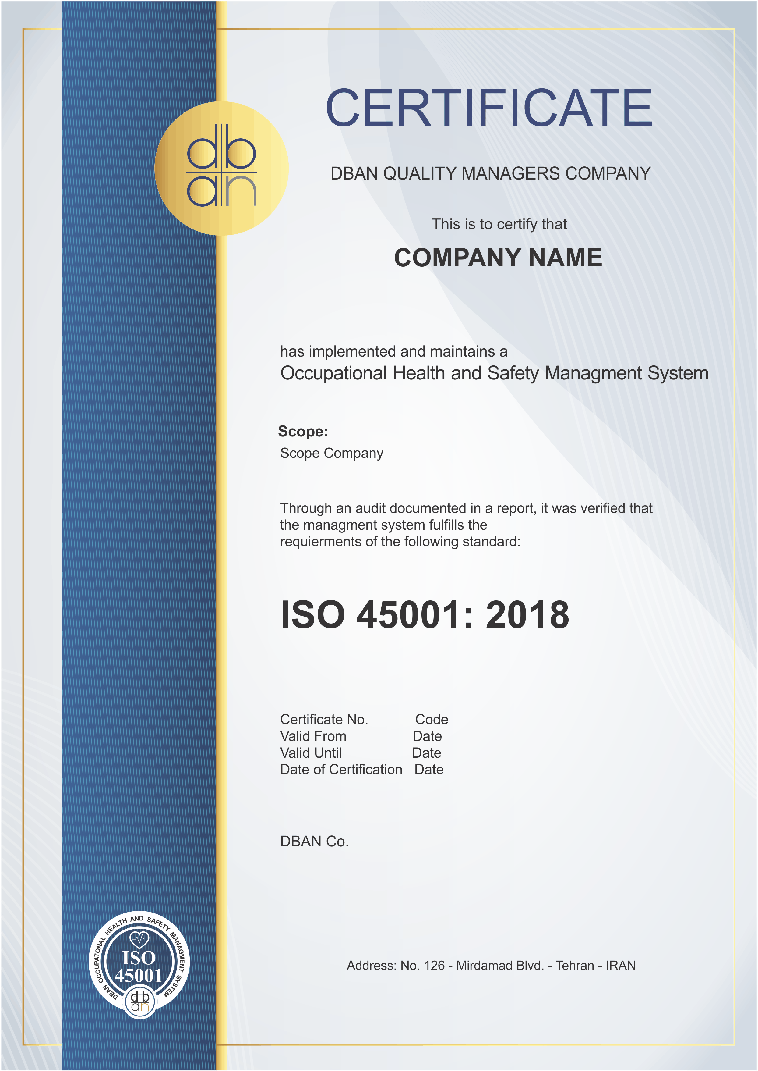 استاندارد بین المللی ایمنی و بهداشت شغلی - ISO 45001